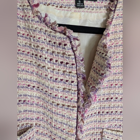 Kasper Tweed Jacket Plus Size 18 Boucle Fringe Career Classic Office Corpcore - Picture 8 of 9